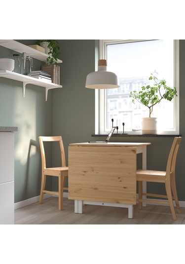 Mutfak Masası Takımı, Açık Kahverengi-beyaz, 2 Sandalyeli, Katlanabilir Natural