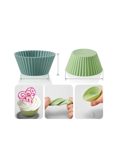 Kangvka 24 Adet Fda Onaylı Silikon Muffin Kuvveti - Yemek Dereceli, Porselensiz, Mikrodalga Uyumlu, Yeniden Kullanılabilir Fırın Kapsülleri Diğer