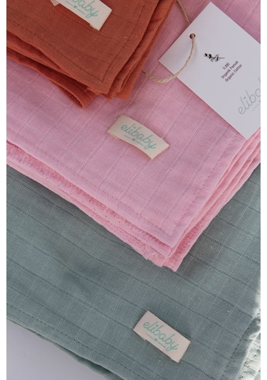 3'lü Organik Pamuk Müslin Örtü Seti Kız Bebek Model 3 Pembe, Tarçın, Nil 3 Adet 75x85 CM Pembe Tarçın Nil