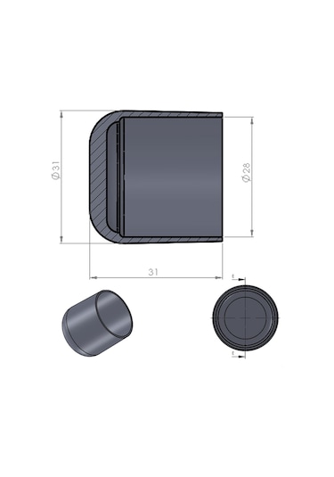 Ademkocplastik Adem Koç Plastik Sandalye Ayağı Profil Papuçları 28 Mm (20 Adet) Diğer