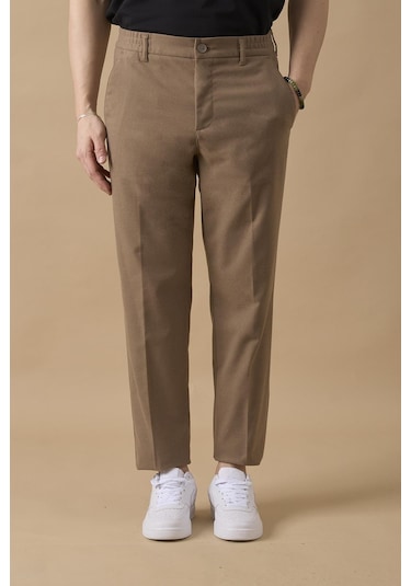Braccas Erkek Beli Lastikli Vizon Chino Pantolon Vizon