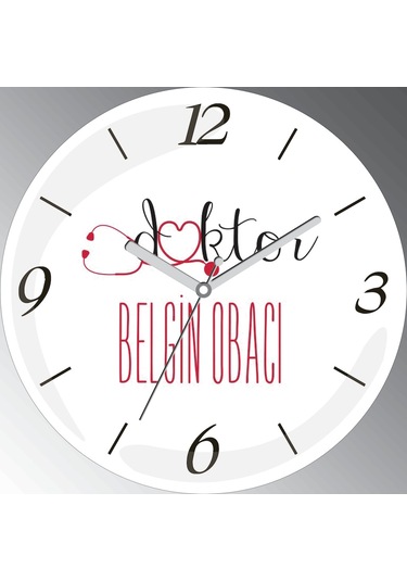 Kişiye Özel Doktor Bombeli Cam Sessiz Duvar Saati Çok Renkli