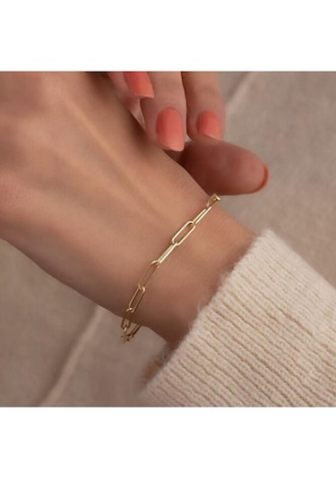 Çelik Bileklik Unisex Ataç Model Hediyelik Çelik Bileklik Altın