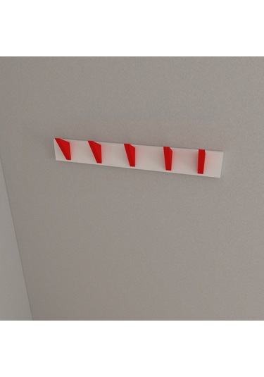 Hepsi3boyutlu Modern Duvar & Kapı Kanca Askılık - 5 Adet Kırmızı Kanca Askılık - Model No : 5 Kırmızı