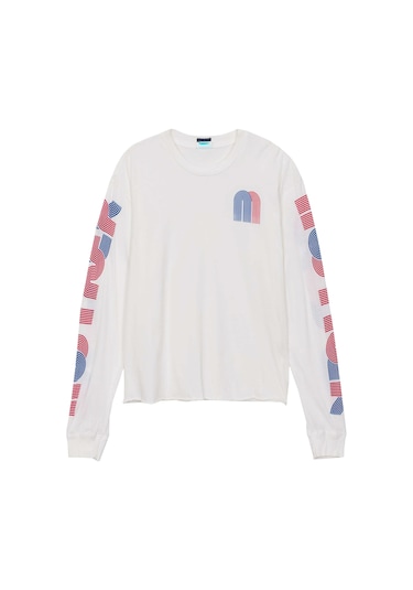 Mother Denim Uzun Kollu Rahat Kesim Sweatshirt Bej - Krem