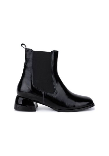 Tamer Tanca Kadın Hakiki Deri Siyah Rugan Topuklu Bot 1120 615 Bn Bot Sk25-26 Sıyah Rugan SİYAH RUGAN