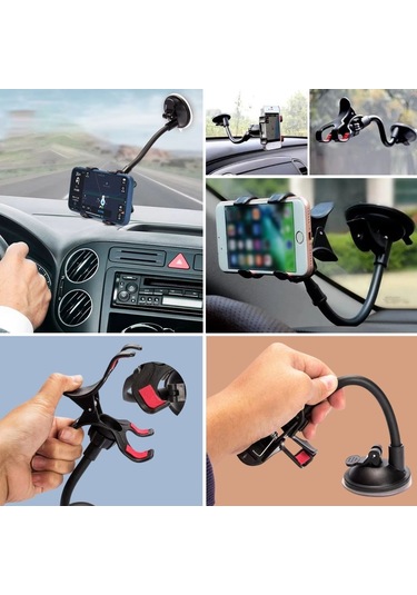 Akrobat Cama Sabitlenen Güçlü Vakumlu 360 Derece Dönen Tüm Modellere Uyan Oto Telefon Tutucu