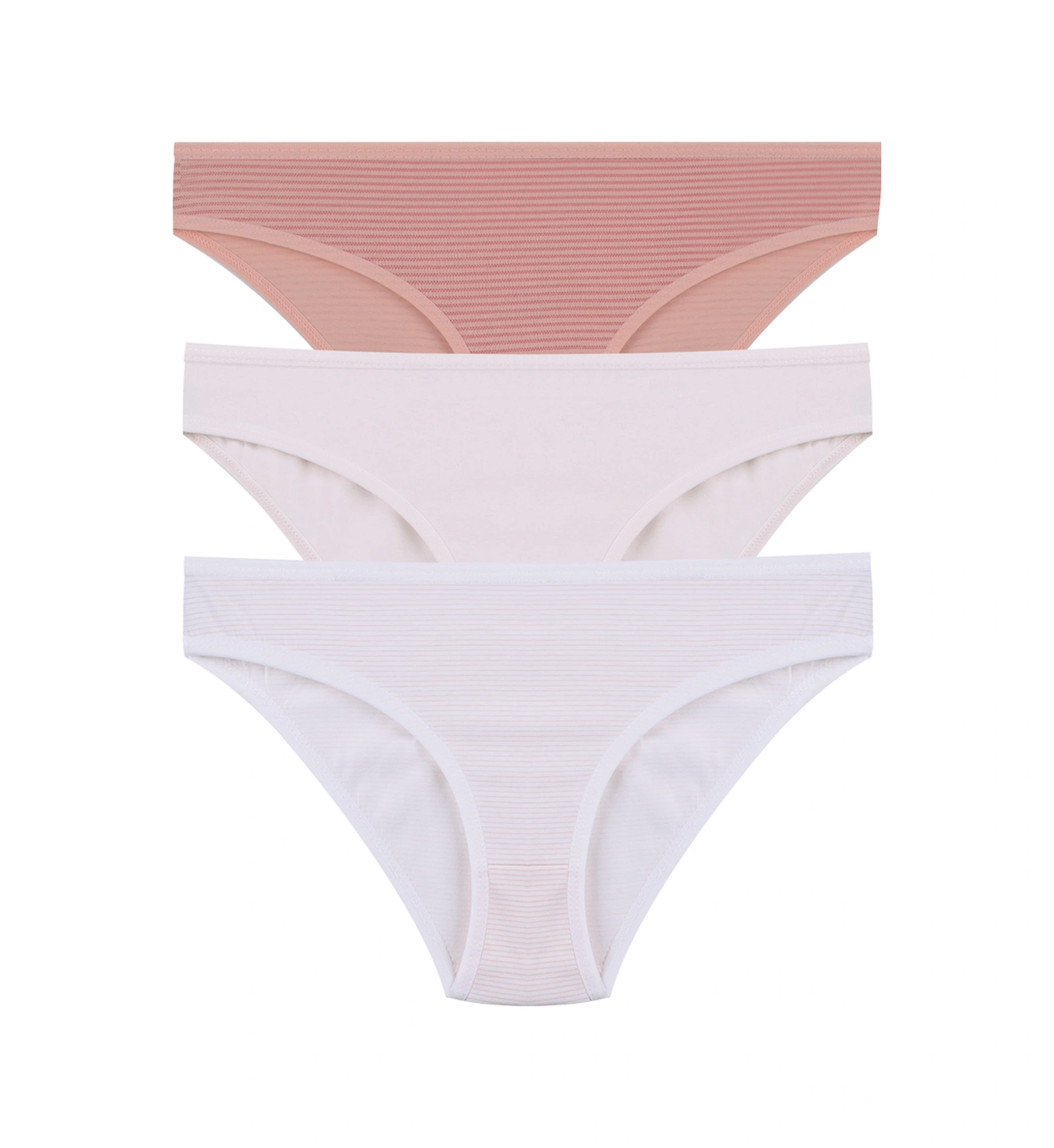 Kadın 3'lü Pamuklu Basic Külot 11040 Ten - Kahverengi