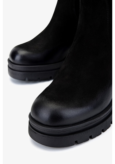 Valmenti Kadın Hakiki Deri Siyah Nubuk Casual Çizme 322 2351307 Bn Czm Sk24-25 Sıyah Nbk Siyah Nubuk