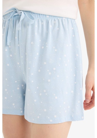 Defacto Regular Fit Beli Lastikli Şort Pijama Altı-fall İn Love E4504ax25smbe343 Mavi