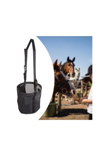 Homyl At Yem Torbası File Nefes Alabilen Güçlendirilmiş Siyah Siyah