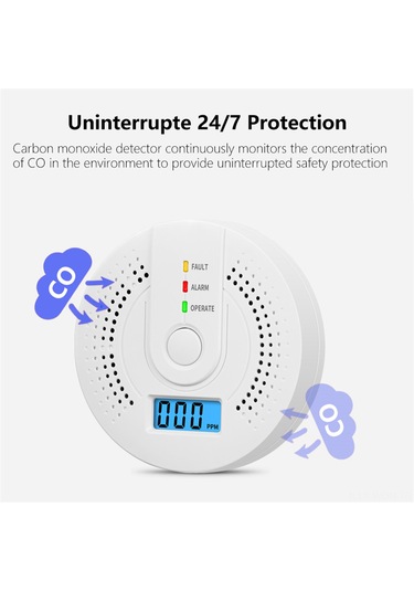 Neevoyu 3 Adet Karbon Monoksit Alarmı - Lcd Ekranlı, 85db Sesli + Işıklı Uyarı, Elektrokimyasal Sensörlü Aa Pil Yok