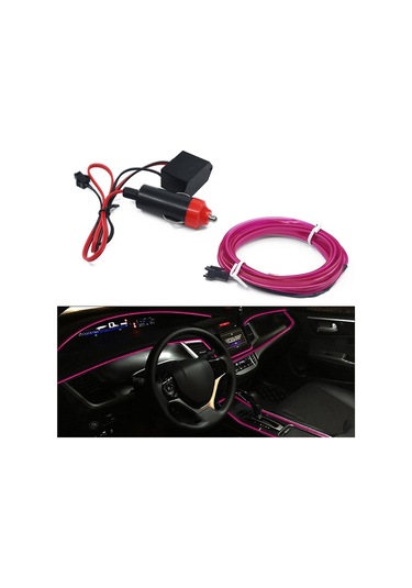 Cbtx Araba Dekorasyonu İçin 5m Çakmak El Şerit Işığı Ortam Işıkları Sürücülü Parlayan Halat Işığı - Pembe