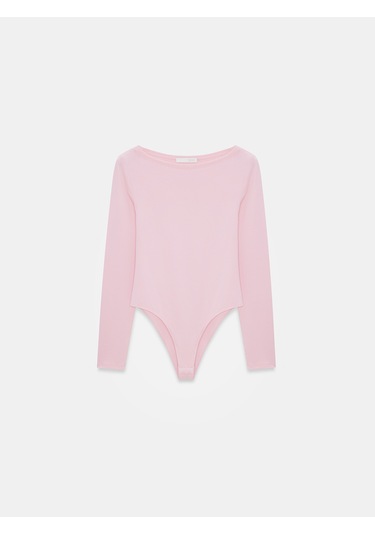 Dilvin 32549 Kayık Yaka Bodysuit-toz Pembe Toz Pembe