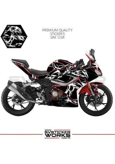 Rks Srk 125r Kaplama Sticker Şimşek Yıldırım Motor Kaplama Modeli Hazır Kit Beyaz