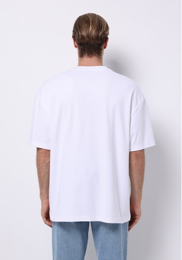 Colins Oversize Fit Yuvarlak Yaka Düz Erkek Beyaz Kısa Kol Tişört Cl1076602 Q1.v1 Wht Beyaz