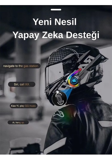 Ceylan Adam Y21 Rgb Işık Efektli Intercom Bluetooth Motosiklet Kask Kulaklığı Intercom Kulaklık