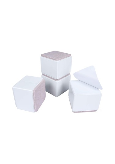 Qingmipy Masa Dolap Koltuk Yüksekliği Artırıcı Ayaklıklar - Kare 4 Adet 60x52mm Beyaz - Karbon Çelik Temel - Temizlik Ve Depolama Alanı Artırıcı