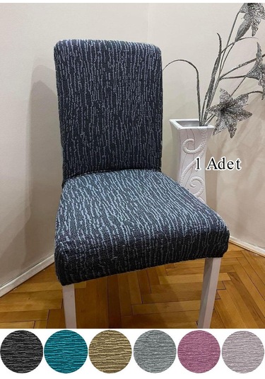 StarMall Jakarli Sandalye Örtüsü Çubuk Desen Yüksek Esnekli Sandalye Kılıfı 1 Adet Antrasit