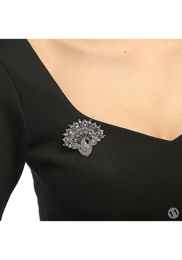 İstanbul'lu Gelin Tavus Kuşu Elmas Montür Broş