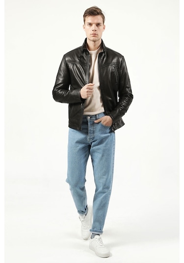 Dericlub Sdx2020 Jumbo Gerçek Deri Erkek Mont Siyah
