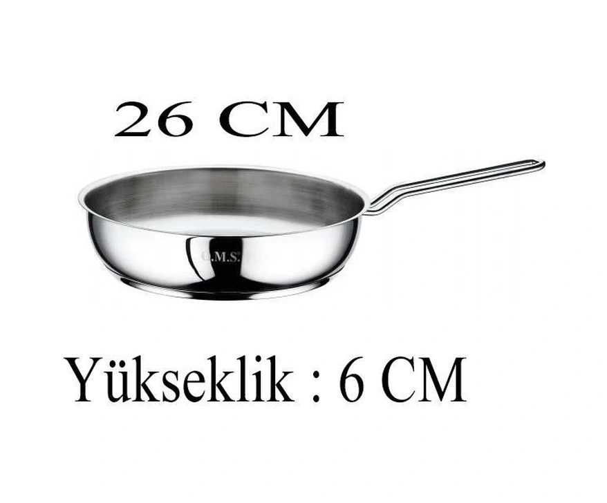 Oms Çelik Tava 26x6 Cm Silikonlu Cam Kapaklı - Sarı Gri