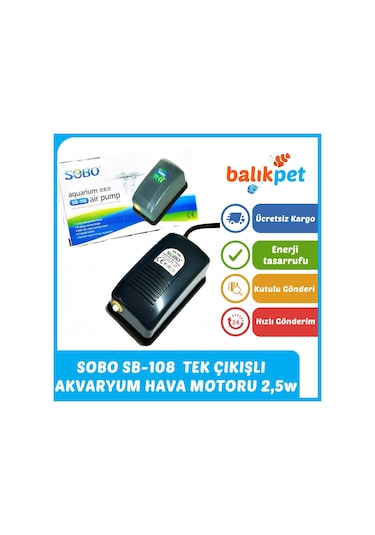 Sobo Sb-108 Akvaryum Hava Motoru 2.5w 3 Litre Minimum