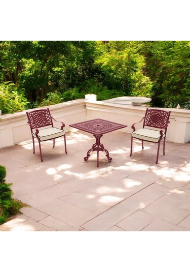 Helen Kırmızı Döküm Masa Ve Sandalye Seti Rehome Kırmızı