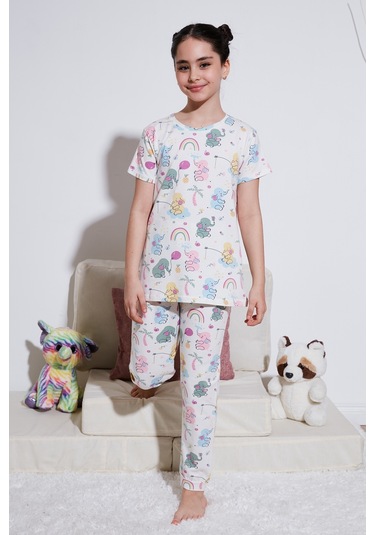 Lela % 100 Pamuk Bisiklet Yaka Kısa Kollu Kız Çocuk Pijama Takımı 6651004 Ekru Lela % 100 Pamuk Bisiklet Yaka Kısa Kollu Kız Çocuk Pijama Takımı 6651004 Ekru