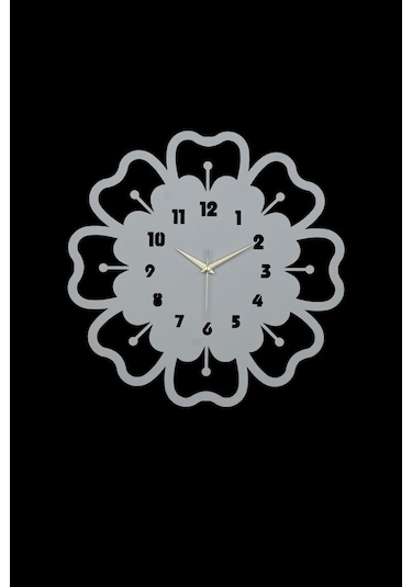 Mercan Model Metal Lazer Kesim Akar Sessiz Mekanizmalı Duvar Saati 40 40 Cm -m021 Beyaz