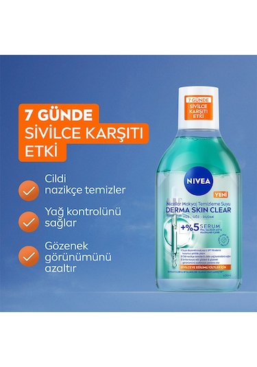 Nivea Yüz Bakım Derma Skin Clear Micellar Makyaj Temizleme Suyu 400 Ml