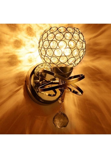 Fortunelane Altın Kristal Duvar Lambası - Yatak/aile/aşçı Odası, E27 Metal-kristal, Gümüşlü, Kaynak Hariç Gümüş