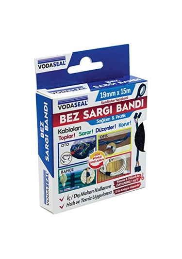 VODASEAL Bez Sargı Bandı, Siyah, 19 mm x 15 mt