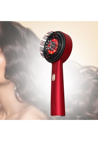 Suntek Akülü Elektrikli Masaj Saç Derisi Fırçası Kırmızı Saç Derisine Masaj Fırçası