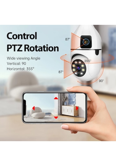 4mp Ampul Kablosuz Wifi Kamera Çift Lens Ip 2 Yönlü Ses