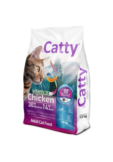 Catty Colourmix Tavuklu Renkli Taneli Yetişkin Kedi Maması 1.5 Kg