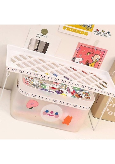 Fortunelane Masaüstü Katlanabilir Raf Yerden Tasarruf Sağlayan Ev Masası Depolama Katmanlı Raf Ev Ofis Okul Küçük, 34x14x16cm