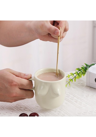 Suntek Kadın Vücut Sanatı Seramik Su Bardağı 300 Gri-beyaz Gri Beyaz