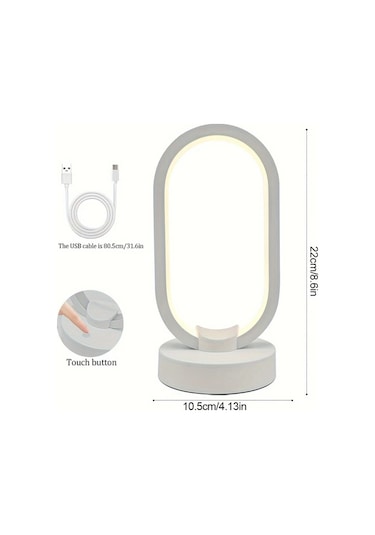 Cordial Beyaz Uc Renk Sonsuz Karartma Yatak Basi Lambasi Minimalist Oval Oturma Odasi Ofis Yurt Masa Lambasi Hediye 16renk Şarj Edilebilir
