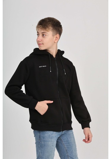 Toontoy Erkek Çocuk Luxury Baskılı Hırka Siyah