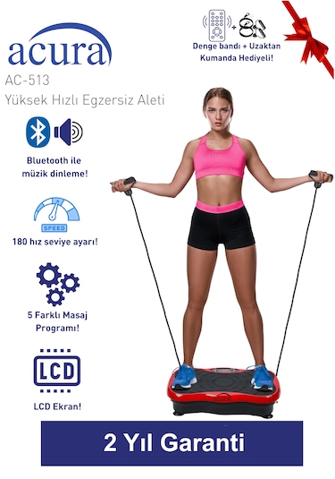 Ac-513 5 Programlı Bluetoothlu Yüksek Hızlı Egzersiz Aleti Kırmızı