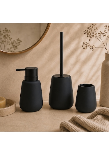 The Voguemaxima Sıvı Sabunluk Siyah Abs Seramik 8x15 Cm