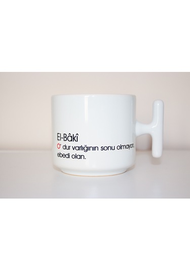 El Baki Esma Serisi T Kulplu Seramik Beyaz Kupa Bardak Hediyelik Beyaz