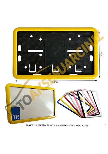 Plakalık Plastik Tak Kolay Motor Motosiklet Sarı Çerçeveli 1 Ad