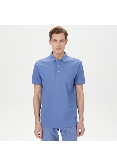 Nautica Erkek Mavi Slim Fit Kısa Kollu Polo Yaka T-shirt Düz K35052t Mavi