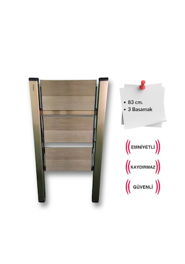 Endokon Katlanır Şık Merdiven Bronz 3 Basamaklı - Alüminyum - Ev - Ofis Merdiveni Katlanır