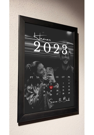 Sevgiliye Yıldönümü Fotoğraflı Aylık Takvim Tablo 20 x 30