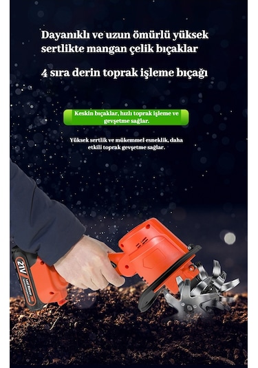 Snapbuy Elektrikli Şarjlı Mini Toprak İşleme Çapa Makinesi (Pil Ve Şarj Dahil Değildir)