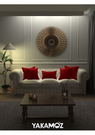 Br Yakamoz Kırmızı Renk Kırlent , Yastık Kılıfı Kadife Görünümlü Velvet Touch Serisi Kırmızı