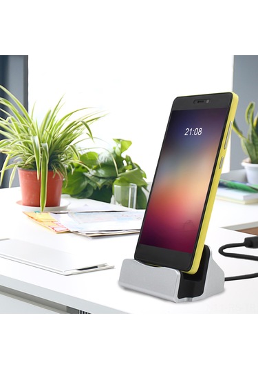 Reedark Altın Renkli Telefon Docking Station: Apple, Samsung Ve Type-c İçin Hızlı Şarj + Veri Senkronizasyonu, Masaüstü Sabit基座